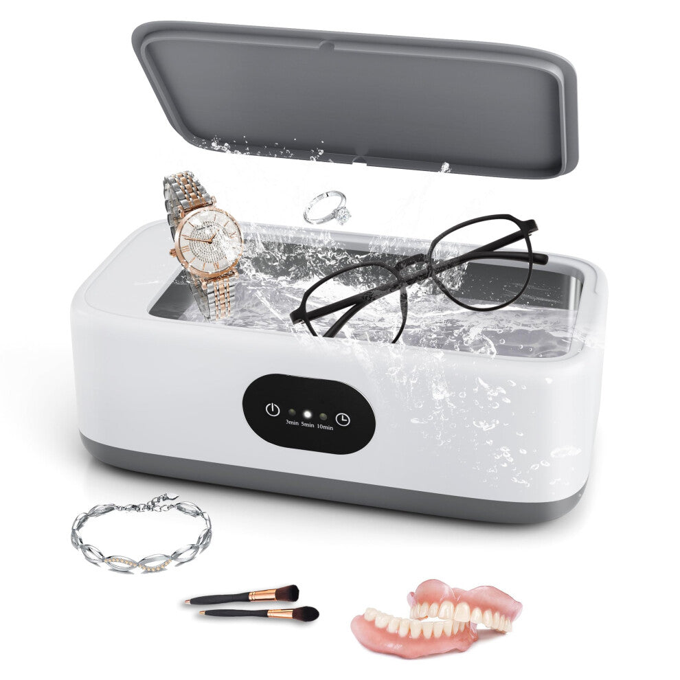 Ultrasonic Cleaner 640ml 22oz 48KHz Portable Professional for Jewelry Eyeglasses Watches Makeup Brushes Gray