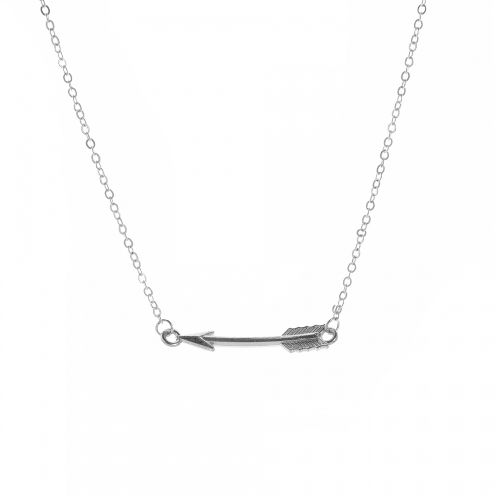 Silver Sideways Pendant Necklace Arrow Design Necklace Compatible with Women Men