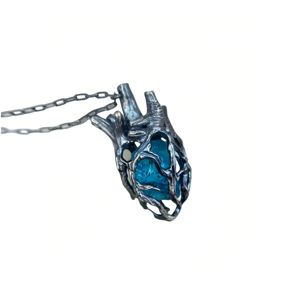 Heart ring Slip Chain Necklace Compatible with Women Stainless Steel Cuban Chain Heart Necklace Punk Rock Collar Necklace