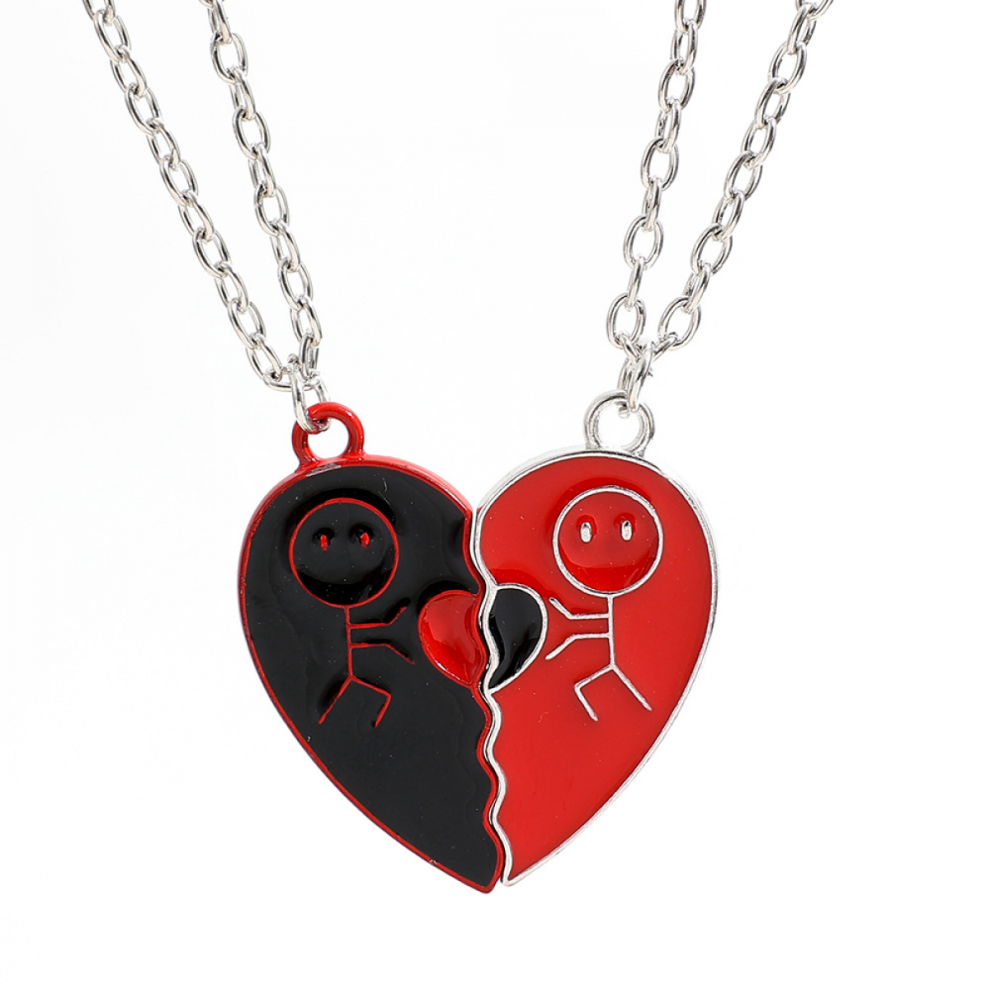 Couples  Heart Necklace Set - Matching Love Jewelry Compatible with Partners