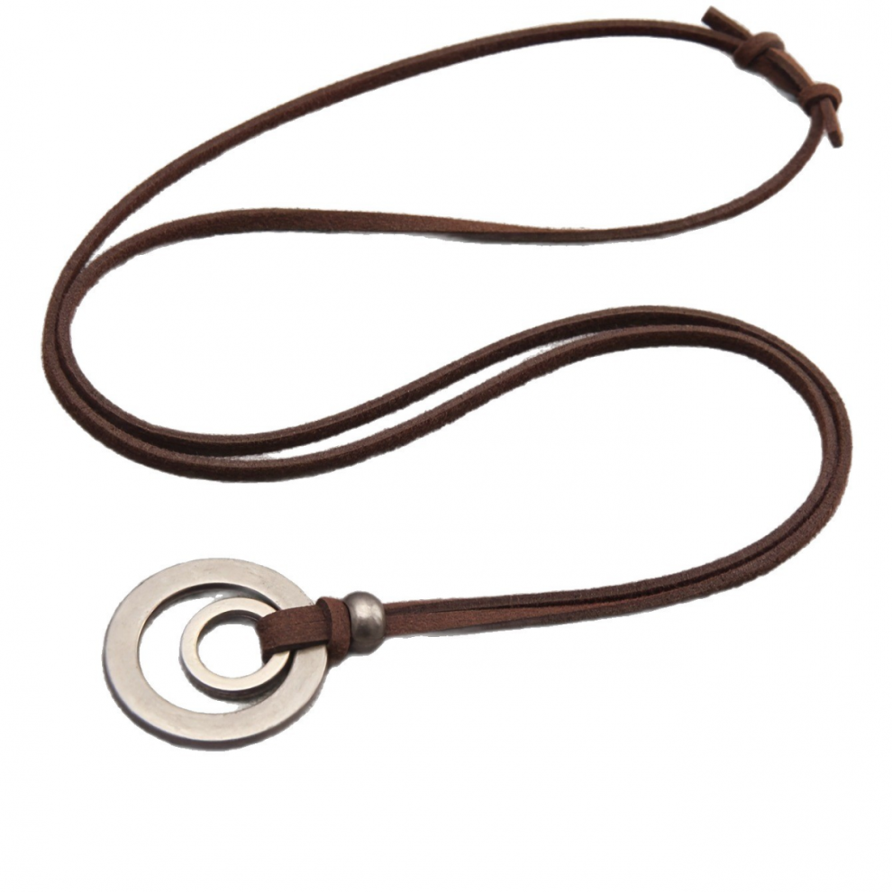 Hoop Leather Necklace - Cool Punk Rock Jewelry - Choker Pendant Necklace