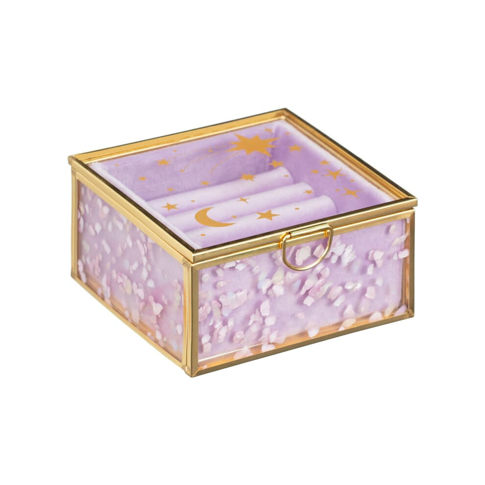 Glass Celestial Jewellery Box keeping rings and earrings safe- Purple