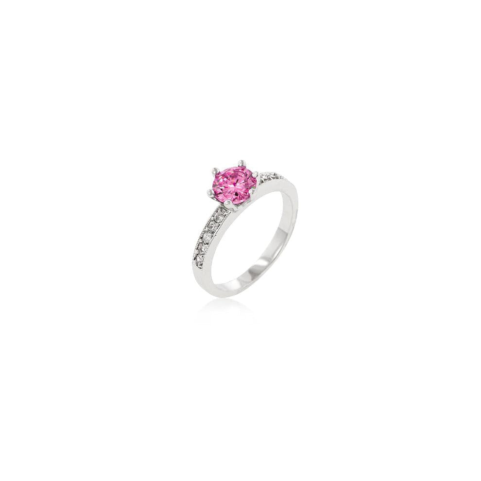 Petite Pink Engagement Ring Size 8 in Rose Gold with Diamond Accents for Women's Bridal Jewelry