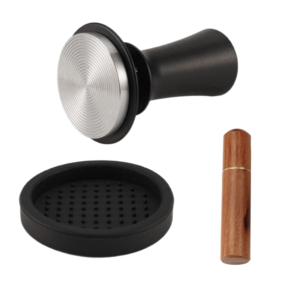 Coffee Espresso Tamper 51mm with WDT Tool Calibrated Spring Loaded, Silicone Mat, for Machine