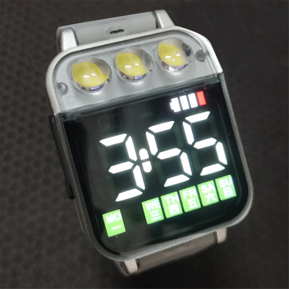 Sports LED Electronic Watches USB Rechargeable Flashlight Student Sport Wristwatch Lighting Watch Gifts for Man,A