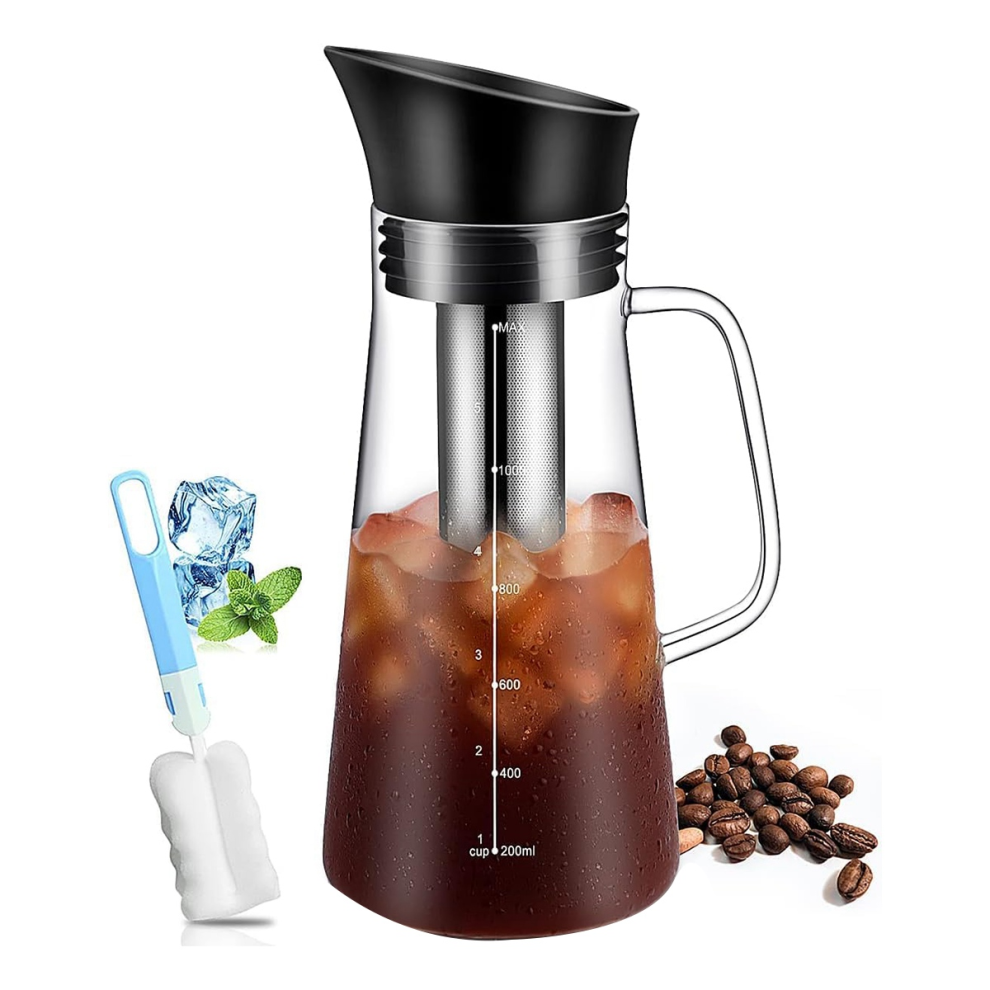 Cold Brew Coffee Maker, Iced Maker Machine, Tea Pitcher Glass and Airt