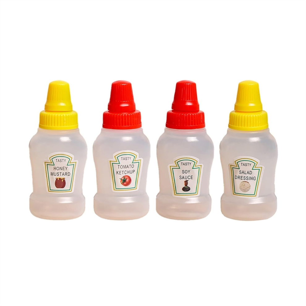 Mini Ketchup Bottles for Bento Box Accessories, Condiment Plastic Cont