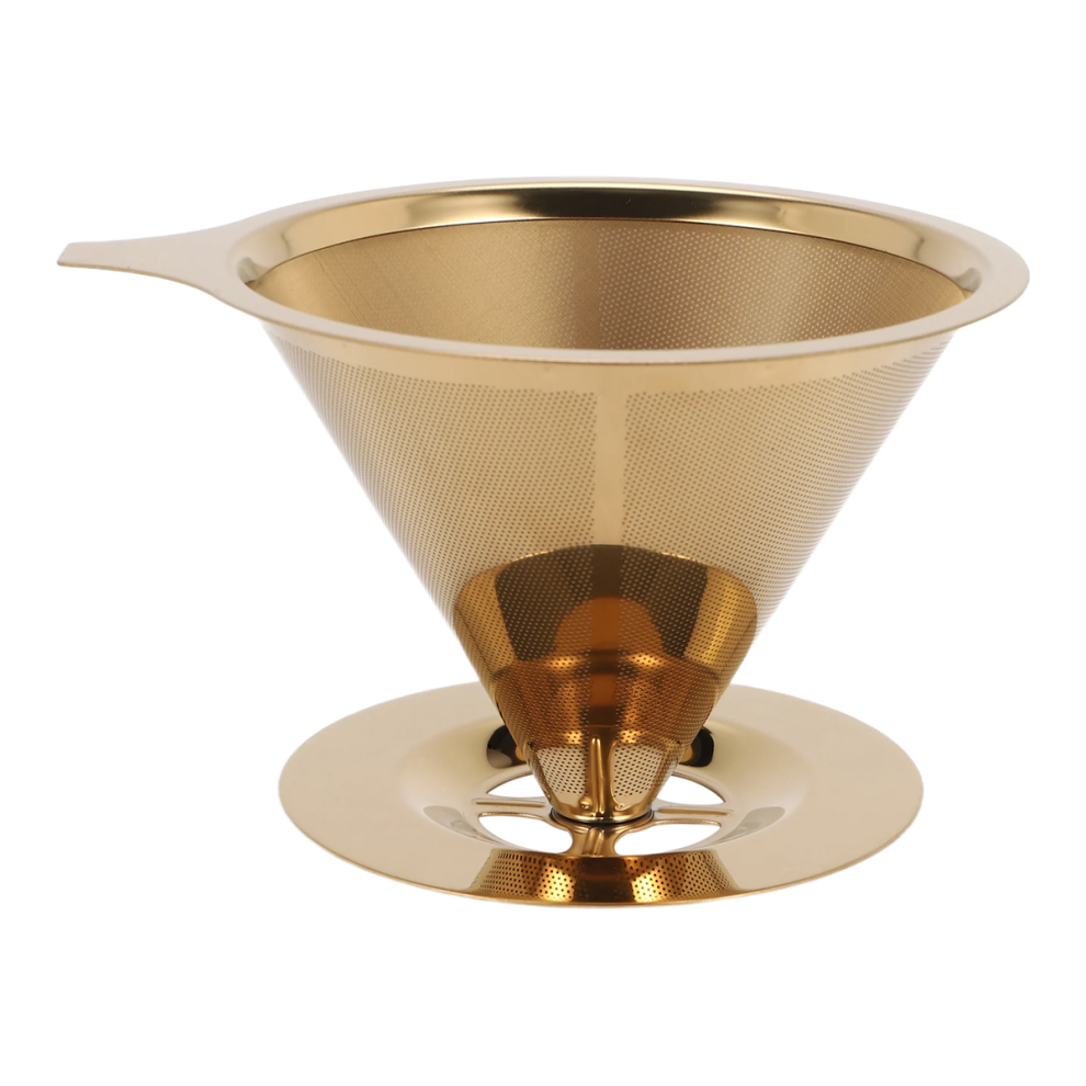 Double Wall Stainless Steel Titanium Gold Pour over Coffee Dripper Fil