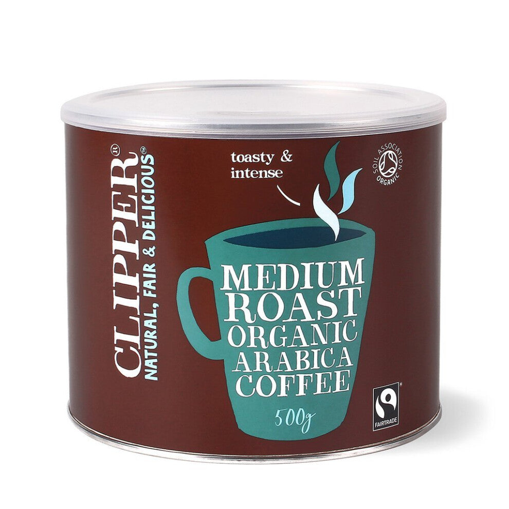 2 X Clipper Organic Medium Roast Arabica Coffee 500 g
