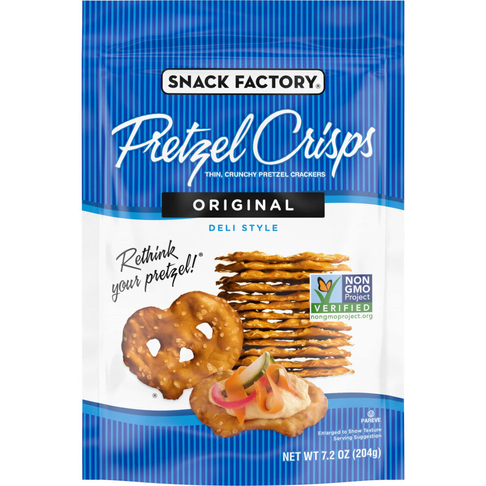 Snack Factory Pretzel Crisps| Original| 7.2 Ounce Bags (Pack of 12)