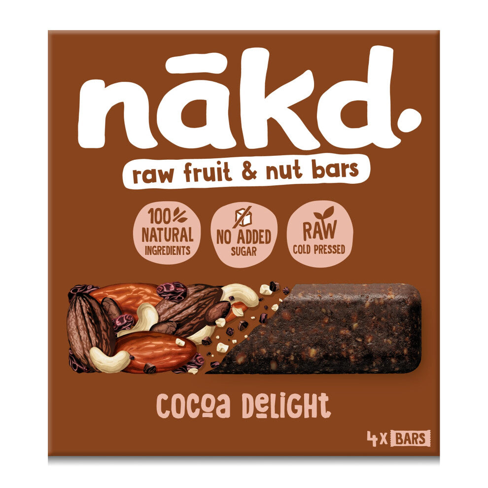 Nakd Cocoa Delight Natural Fruit & Nut Bars - Vegan - Healthy Snack - Gluten Free - 35g x 48 bars