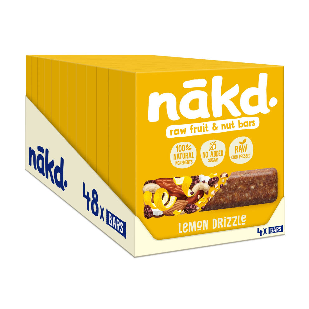 Nakd Lemon Drizzle Natural Fruit & Nut Bars - Vegan - Healthy Snack - Gluten Free - 35g x 48 bars