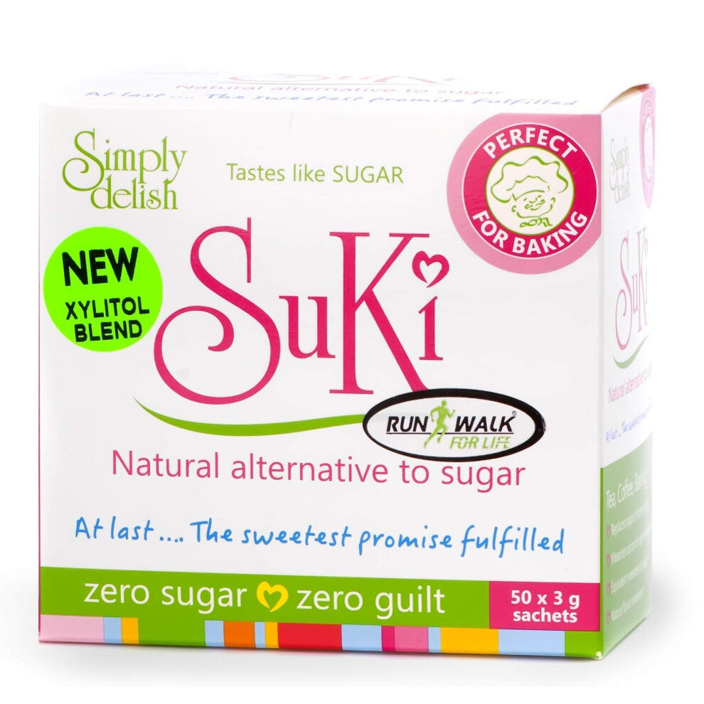 Suki Sweetener - Sugar Substitute, Sugar and Gluten Free, Natural Sweetener for Coffee, Tea, and Baking - 3g, 50 Sachets, Pack of 12 Low Fat Sweetner