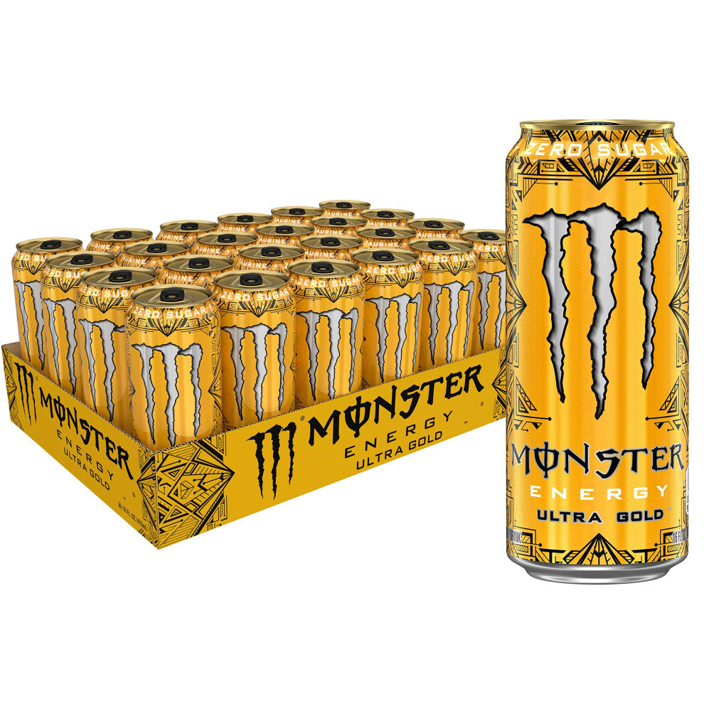 Monster Energy Ultra Gold, Sugar Free Energy Drink, 16 Ounce (Pack of 24)