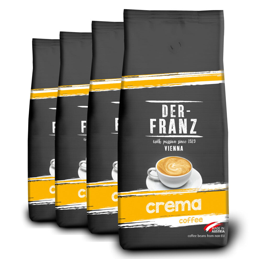 Der-Franz Crema Coffee, whole bean, 4 x 1000 g