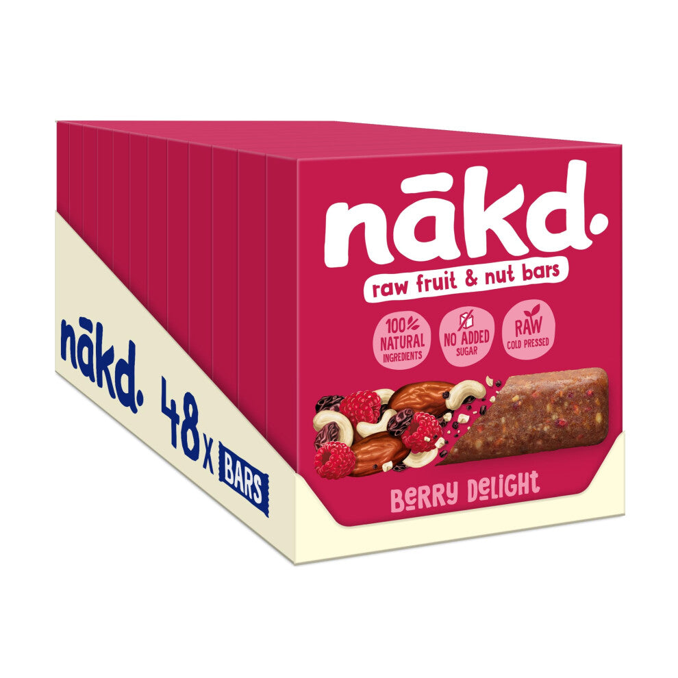 Nakd Berry Delight Natural Fruit & Nut Bars - Vegan - Healthy Snack - Gluten Free - 35g x 48 bars