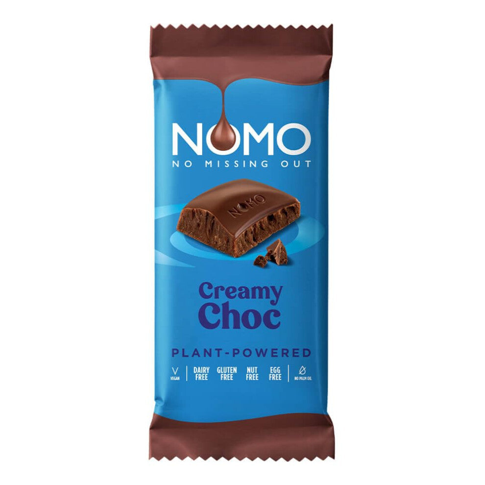 NOMO Creamy Plant-Powered Vegan Chocolate Large Bars, Dairy Free, Gluten Free, Nut Free, Egg Free, 75g (14 bars)