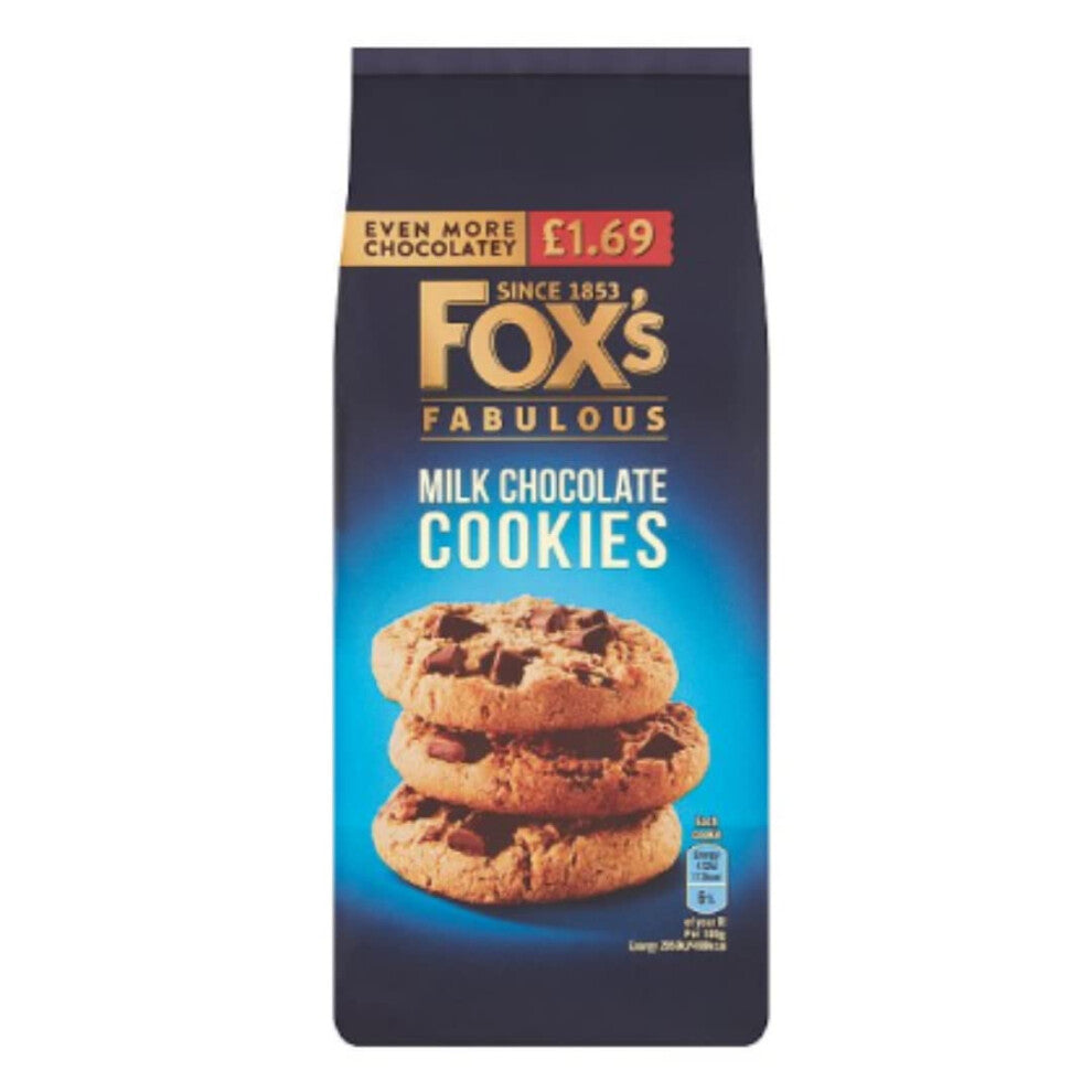 FOX'S Fabulous Milk Chocolate Cookies 180g x Case of 8