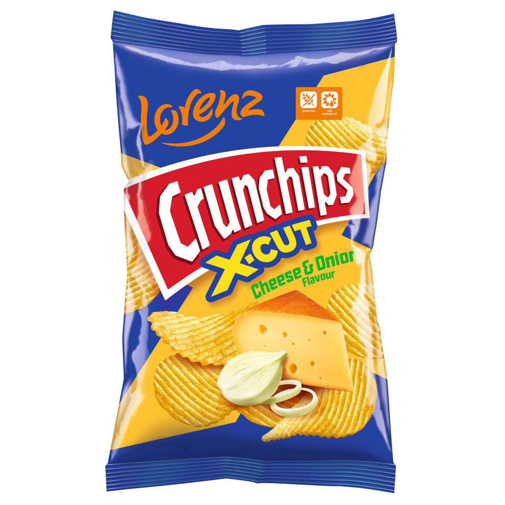 Lorenz Crunchips 130g | Unique crunch | Magically delicious (Cheese & Onion, 16)