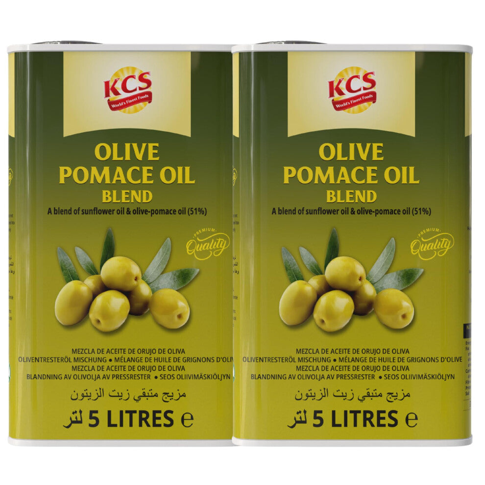 KCS Olive Pomace Oil 5 Litre (Pack of 2) ? Light & Neutral Flavour | Ideal for Cooking, Frying & Baking | High Smoke Point | Rich in Healthy Fats |