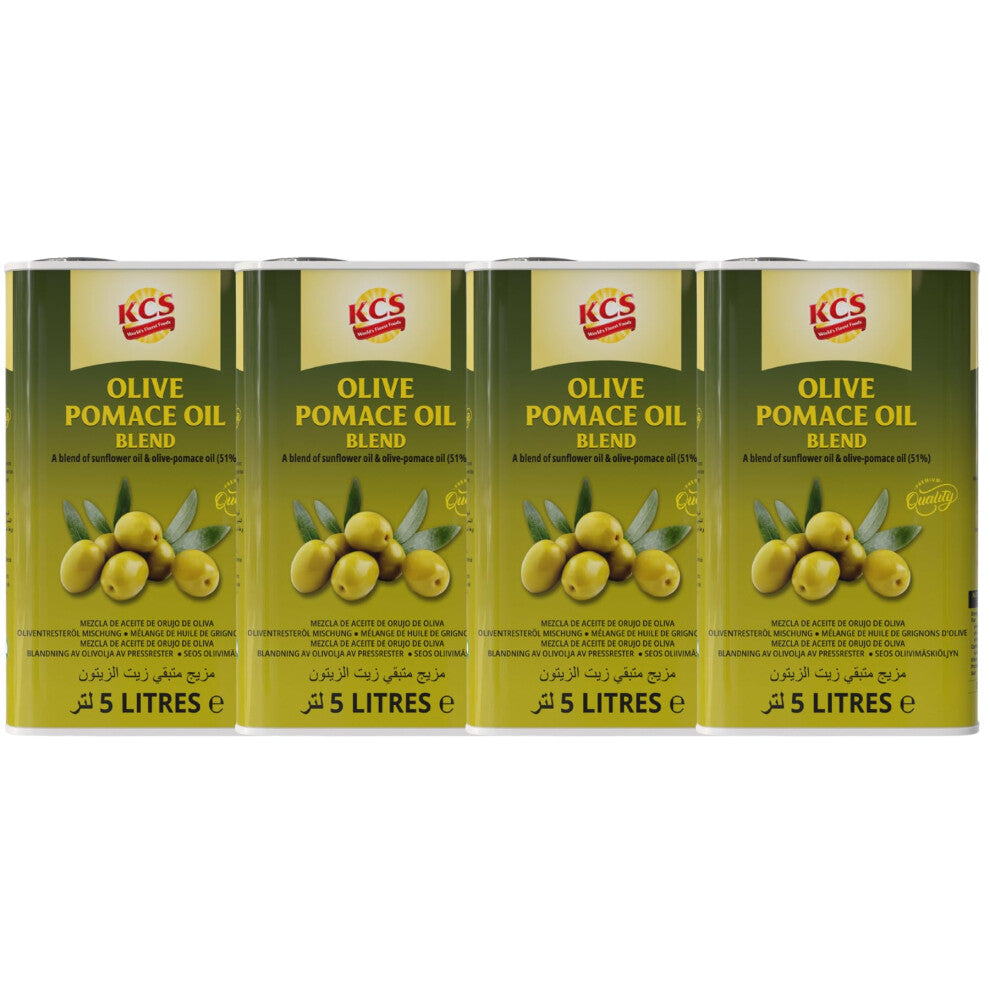 KCS Olive Pomace Oil 5 Litre (Pack of 4) ? Light & Neutral Flavour | Ideal for Cooking, Frying & Baking | High Smoke Point | Rich in Healthy Fats |
