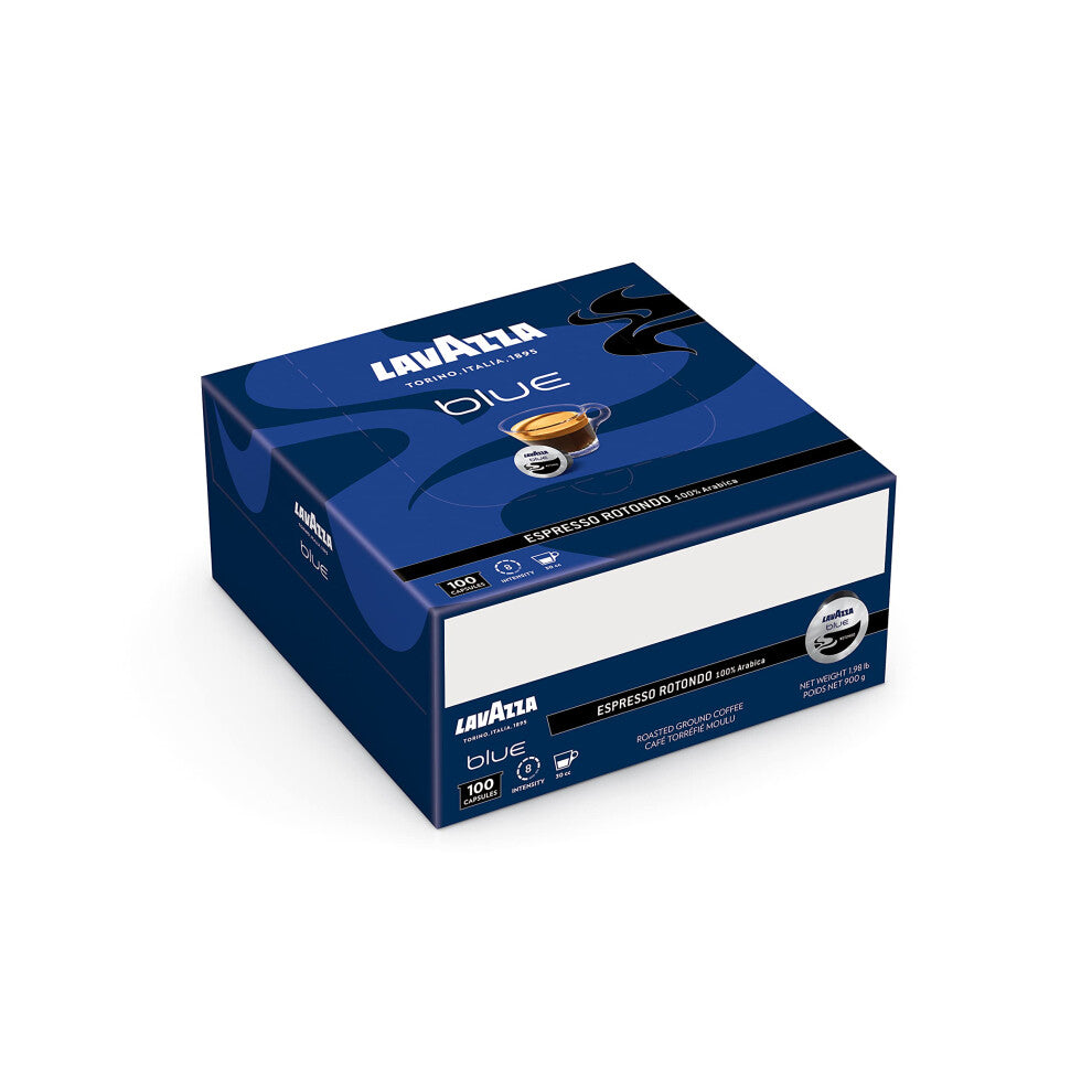 Lavazza Blue Espresso Rotondo Coffee Capsules,100% Arabica Coffee Pods compatible with Blue Coffee Machine, Pack of 100