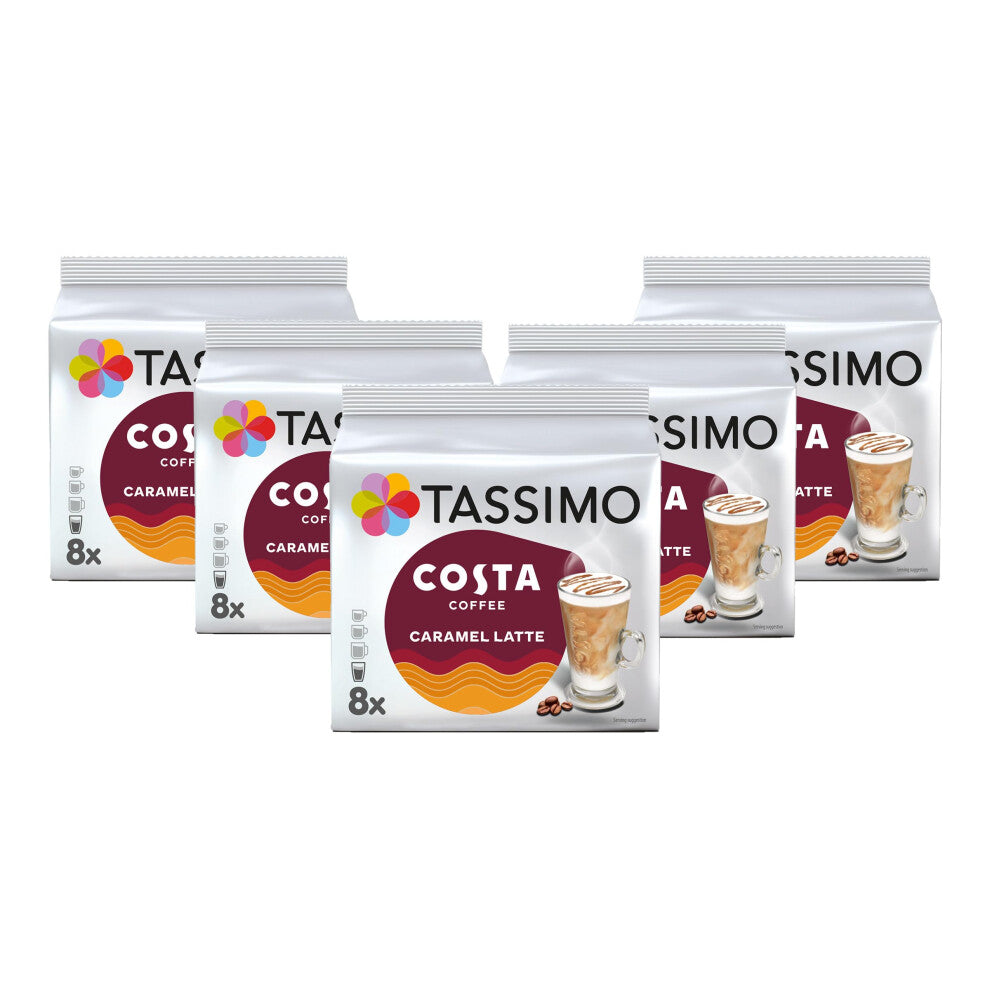 Tassimo Costa Caramel Latte Coffee Pods x8 (Pack of 5, Total 40 Drinks)