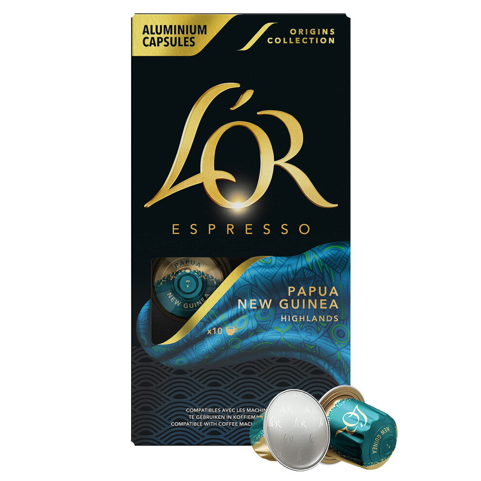 L?OR Espresso Coffee Papua New Guinea Intensity 7 ? Nespresso?* Compatible Capsules (10 Packs of 10 pods)