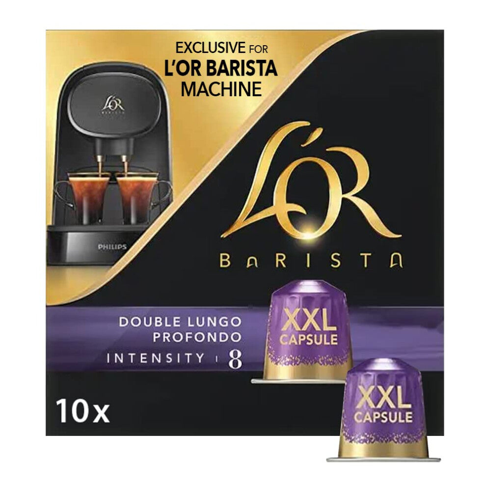 L?OR BARISTA Double Shot Coffee Capsules, Lungo Profondo XXL Aluminium Coffee Pods, 7 Packs, Total 70 Coffee Capsules