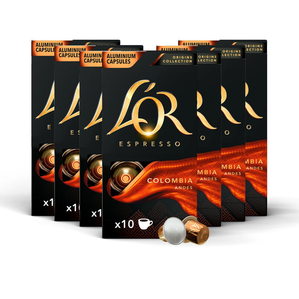 L'OR Origins Colombia Coffee Pods, 7 Packs, Total 70 Coffee Capsules