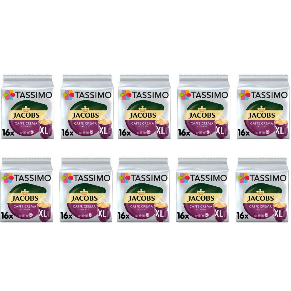 TASSIMO Jacobs Caffe Crema Intenso XL Coffee Pods - 10 Packs (160 Drinks)
