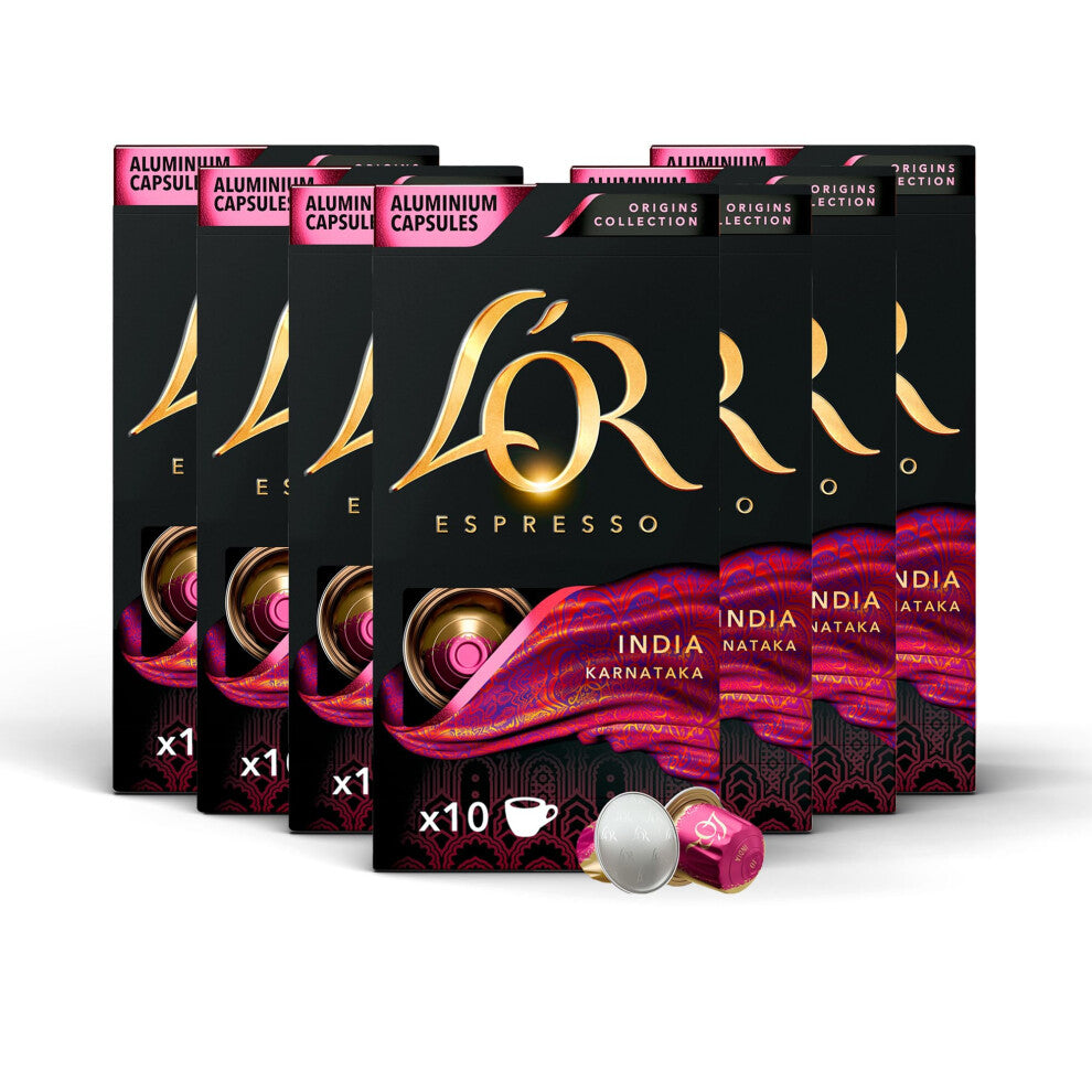 L'OR Origins India Coffee Pods, 7 Packs of Coffee Capsules, Total 70 Capsules