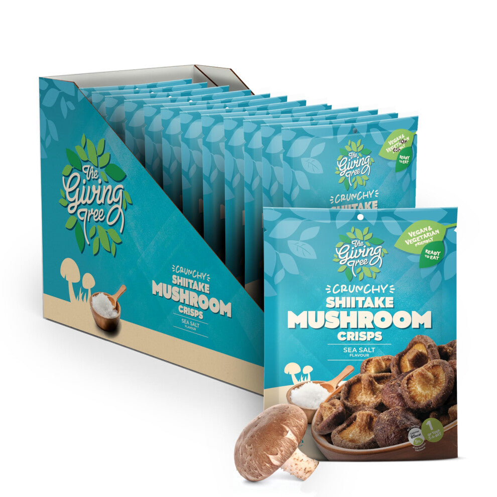 The Giving Tree Vacuum Fried Mushroom Veggie Crisps I Vegan, Gluten Free Nutritional Crisps (Case of 12, Shitake Mushroom Sea Salt)