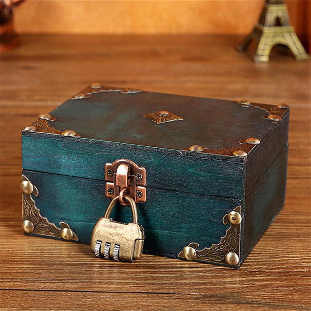 Wood Treasure Chest Wooden Storage Box With Lock Vintage Jewellery Organizer Decorative Chest 12x8x6 Inches Brown