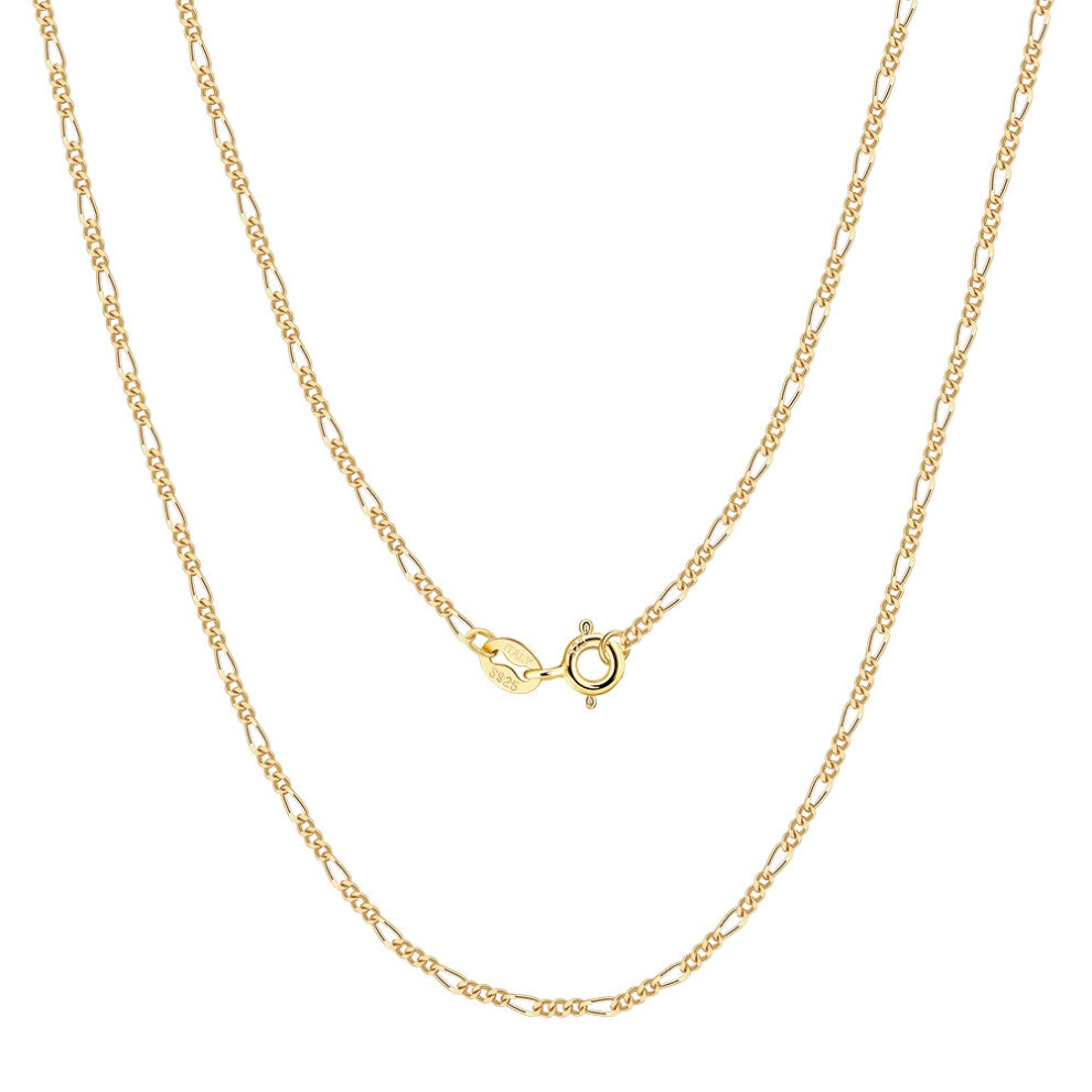 (1.7MM Figaro chain, 14K gold, total length including buckle: 55CM, approximately weight :2.48g) S925 sterling silver Figaro chain necklace without pe