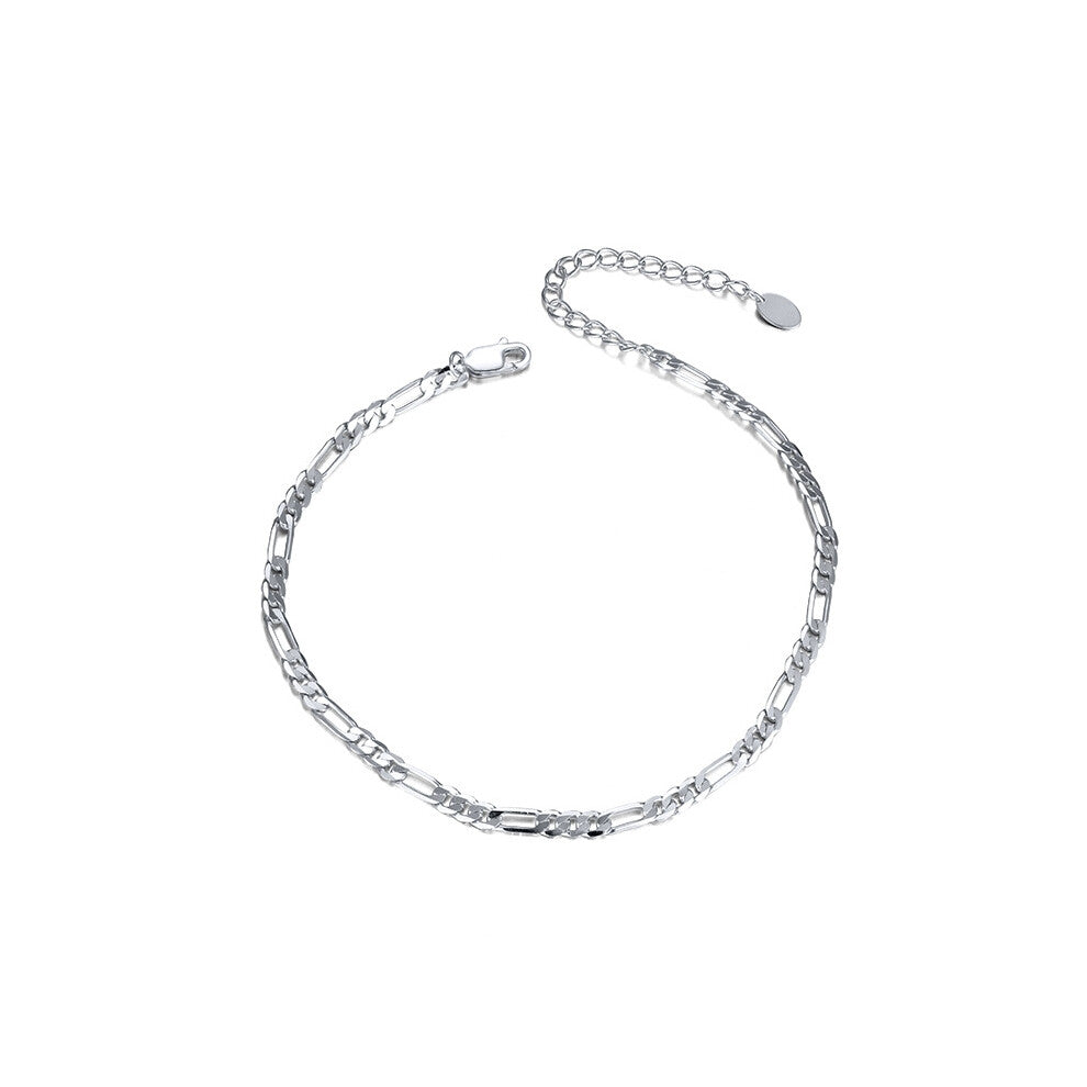 (3.3MM Figaro chain electric platinum 21.5+5CM, approximately weight :3.9g) S925 sterling silver Figaro chain necklace without pendant