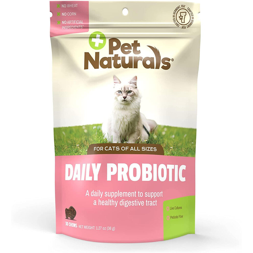 Pet Naturals Daily Probiotic for Cats, 30 Chews - Digestive and Immune Support Supplement for Cats