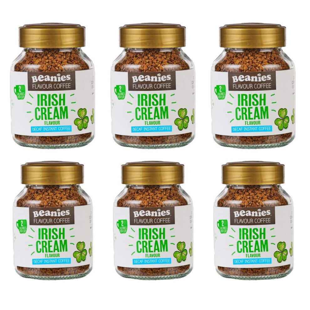 Beanies Decaf Irish Cream Instant Coffee Jar 50g 6 Pack