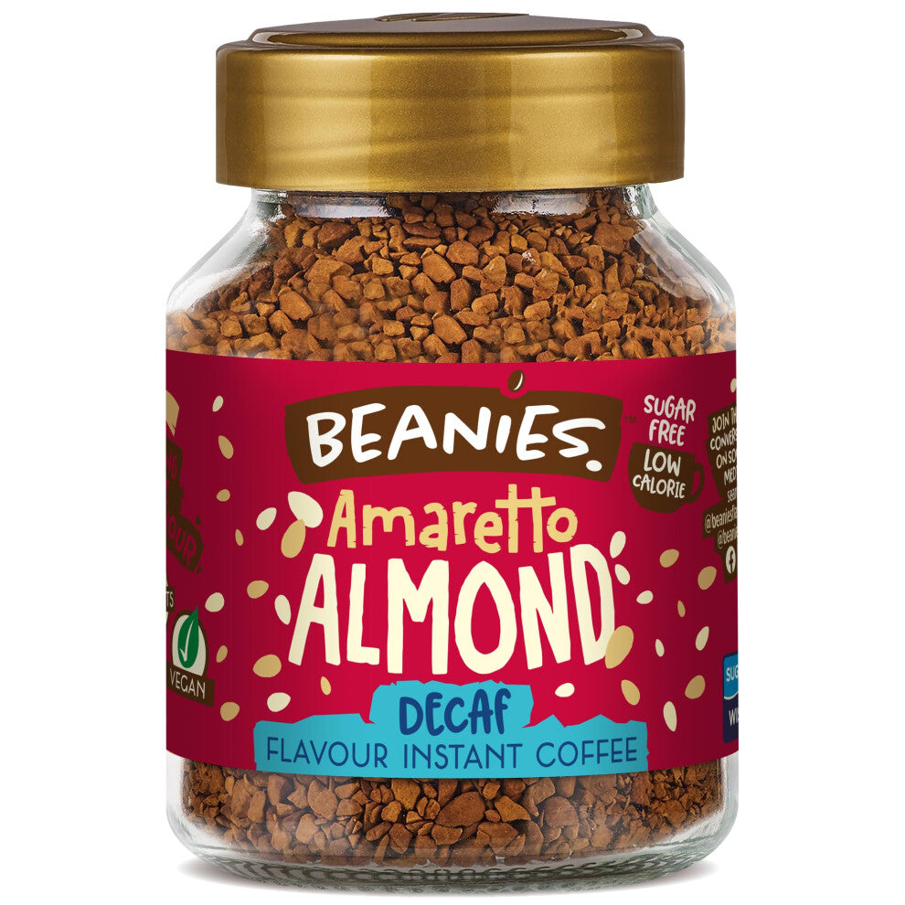 Beanies Decaf Amaretto Flavoured Instant Coffee 50 g (Pack of 6)
