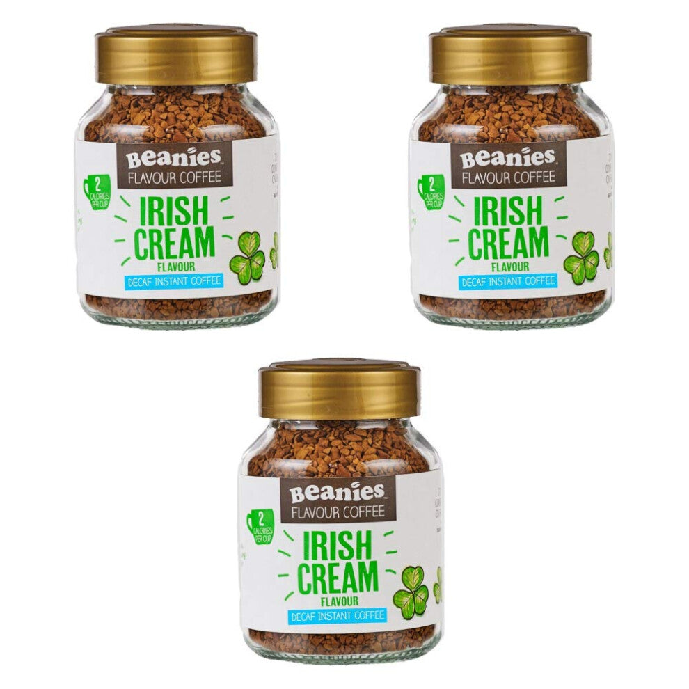 Beanies Decaf Irish Cream Instant Coffee Jar 50g 3 Pack