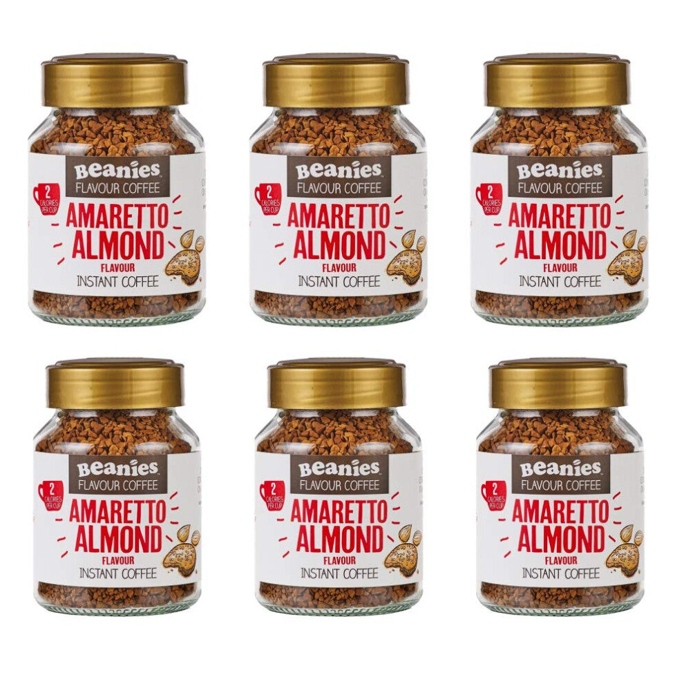 Beanies Amaretto Almond Flavour Instant Coffee 50g, 6 Pack