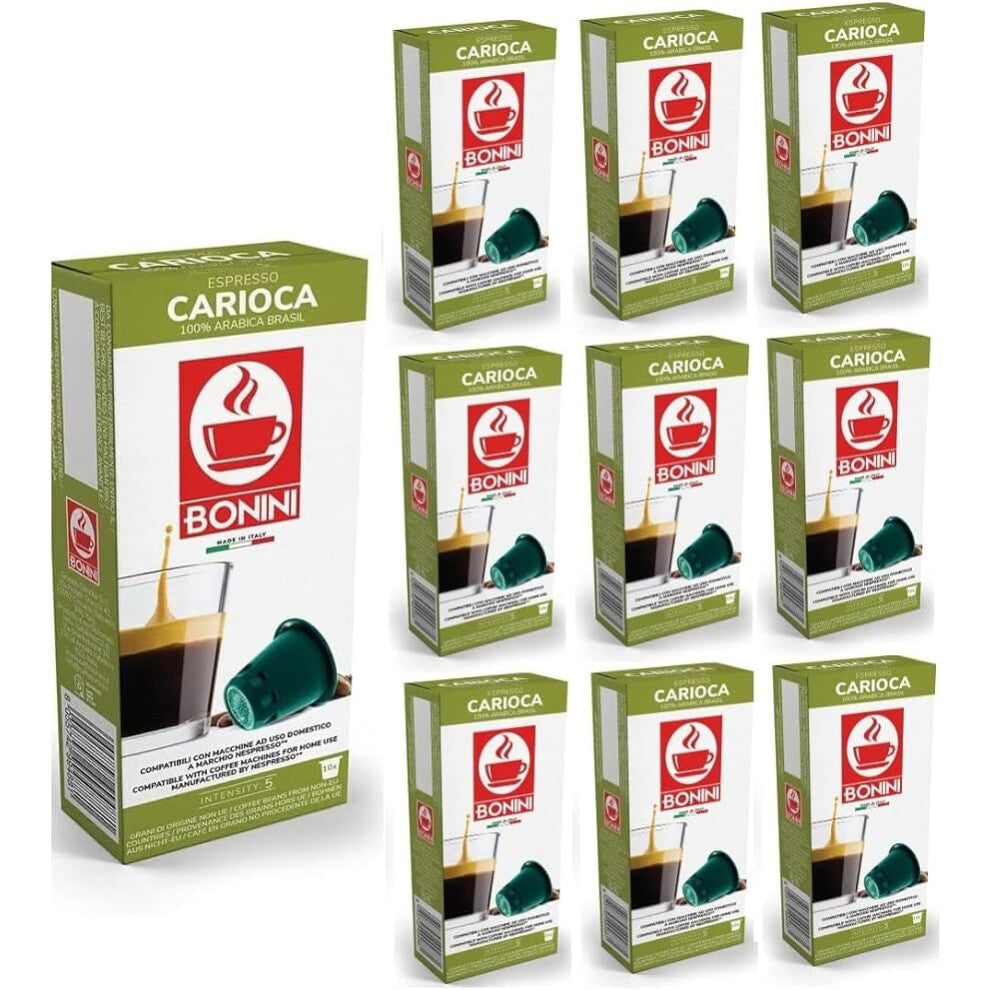 Bonini Carioca Coffee Pods - Pack of 10 (Total 100 Pods) 100% Italian coffee