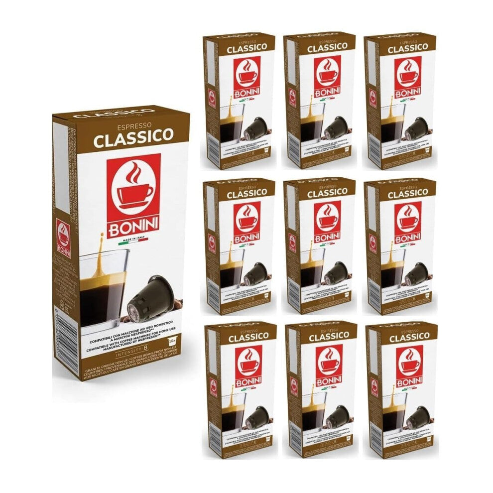 Bonini Classico Coffee Pods,100% Italian coffee, Pack of 10 (Total 100 Pods)