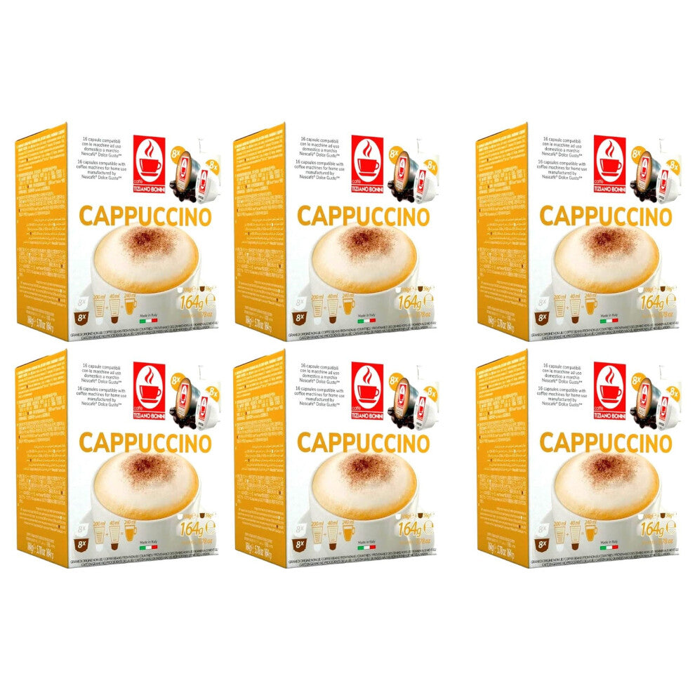 Bonini Dolce Gusto Compatible Cappuccino Coffee Pods (Pack of 6, Total 96 pods)