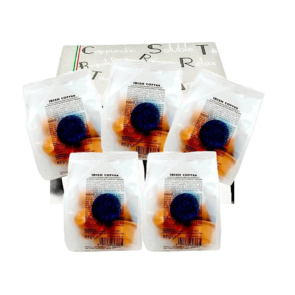 Bonini Irish Coffee Capsules Compatible with Nespresso Coffee Machines. Box of 1 (Pack of 5, Total 50 Pods)