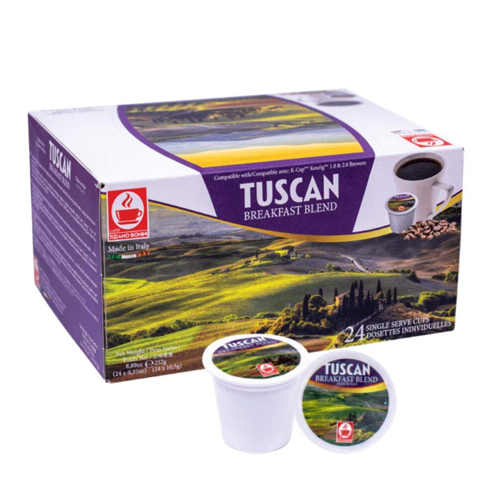 Bonini Coffee Pods, Pack of 2 Keurig Compatible Coffee Pods, K-Cup. Tuscan Breakfast Blend. Each Pack 24 pods (Total 48 pods)