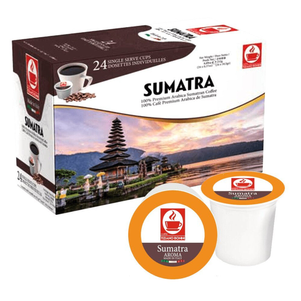 Bonini Coffee Pods, Pack of 2 Keurig Compatible Coffee Pods, K-Cup. Sumatra Blend. Each Pack 24 pods (Total 48 pods) 100% Italian Coffee