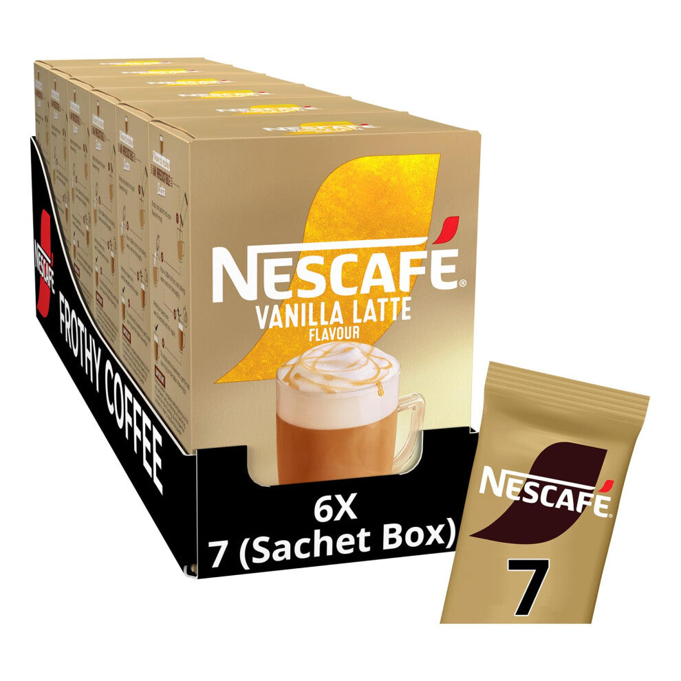 NESCAFÉ LATTE Vanilla Instant Coffee Sachets x7 (Pack of 6, Total 42 Sachets)