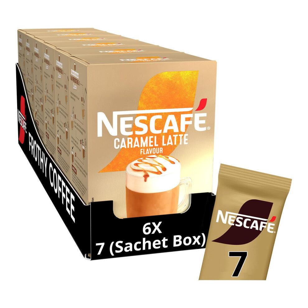 NESCAFÉ LATTE Caramel Instant Coffee Sachets x7 (Pack of 6, Total 42 Sachets)