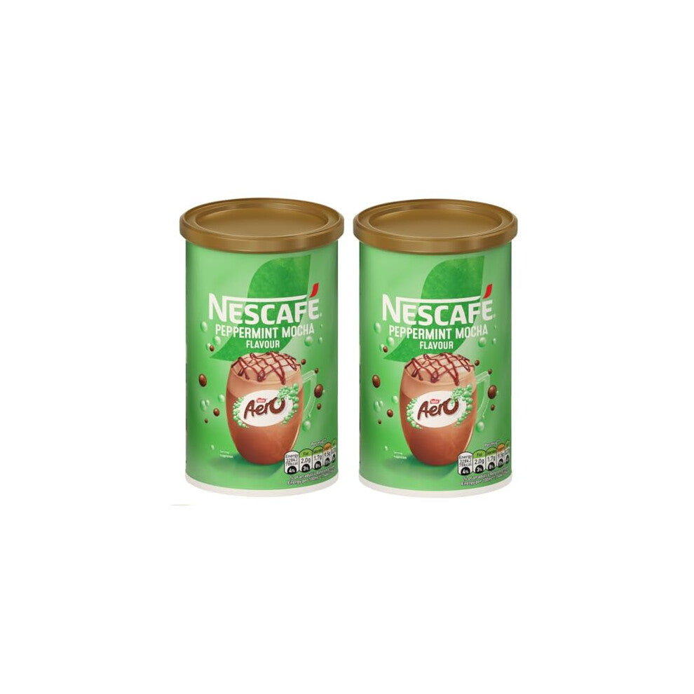 NESCAFÉ Aero Peppermint Mocha Instant Coffee Tin, 250g (Pack of 2) – Multiserve Frothy Instant Coffee Inspired by Aero Peppermint – 500g Total